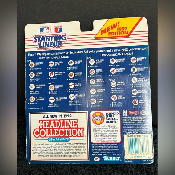 1992 Starting Lineup Ken Griffey, Jr. Seattle Mariners + poster baseball MLB NEW - Picture 2 of 2